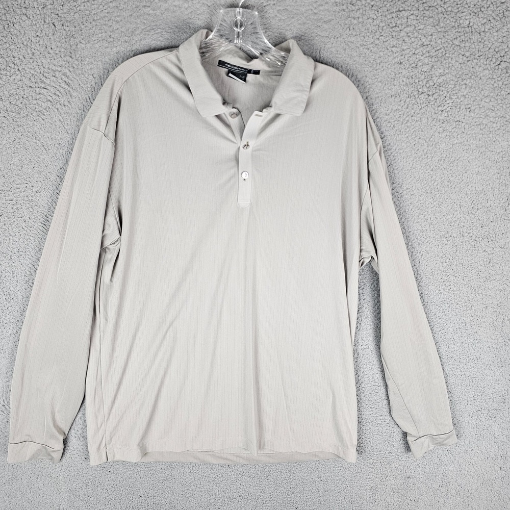 Nike Polo Mens L Beige Tiger Woods Platinum Fit Dry Long Sleeve 256803-061